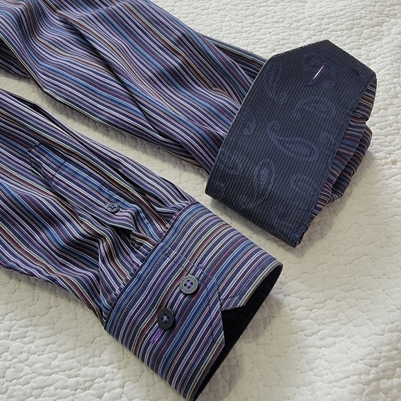 Bugatchi Striped Button Down Dress Shirt - Picture 4 of 7